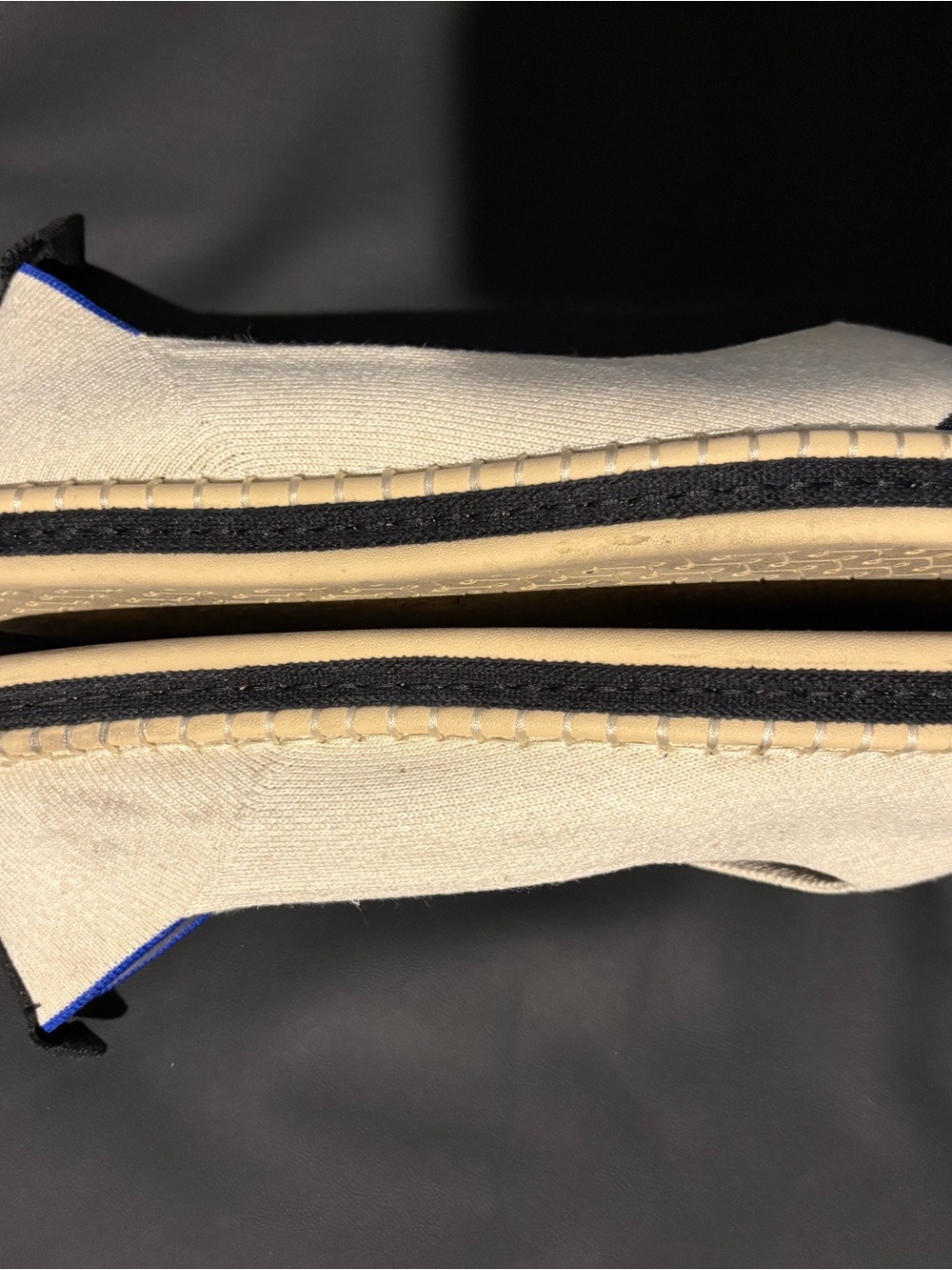 Rothy's Beige & Black V-Front Boardwalk Espadrille Flats w/ padded insole Size 9 - Picture 4 of 6